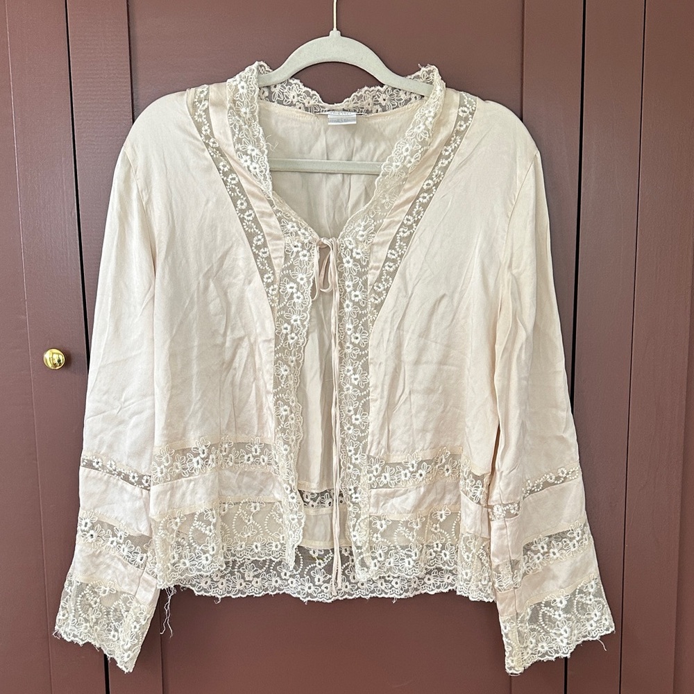 Sarah Spencer Cream Tie Front Embellished Blouse